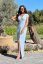 DIANA formal dress with silver applique - Barva: Heavenly blue, Velikost: 34