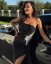 Black evening dress with glitter appliqué and slit - Barva: Black, Velikost: S