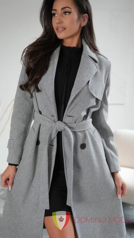 Elegant women's spring trenchcoat with a stripe - 2 colors - Barva: Light brown, Velikost: 40
