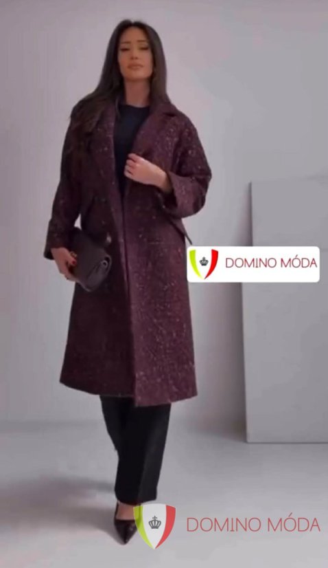 Elegant women’s coat in dark burgundy - Velikost: S
