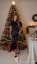 Elegant satin midi dress with puffed sleeves