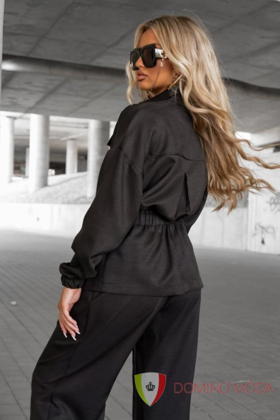 Elegant set – shirt and wide trousers - Barva: Dark blue, Velikost: 2