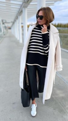 Dámský zimní kabát se vzorem - 3 barvy