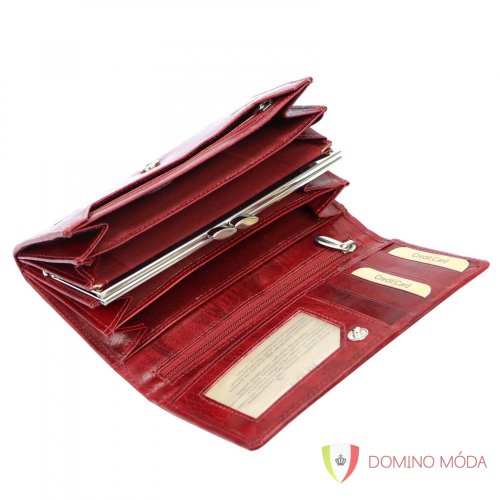 Large women's leather wallet - 3 colors - Barva: Red