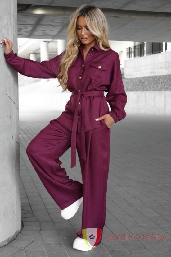 Elegant set – shirt and wide trousers - Barva: Dark blue, Velikost: 2