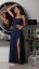 Long party dress with glitter and lace up - 2 colors - Barva: Dark blue, Velikost: 38