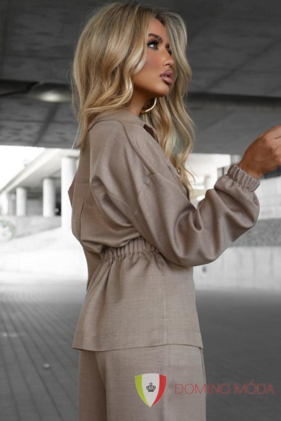 Elegant set – shirt and wide trousers - Barva: Dark blue, Velikost: 2