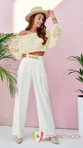 Loose trousers with jewelery - choice of colors - Barva: Camel, Velikost: 38