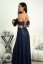 Elegant long dress with exposed shoulders and slit SILLA - Barva: Dark blue, Velikost: 40
