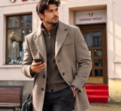 Elegant men's coat with classic lapels