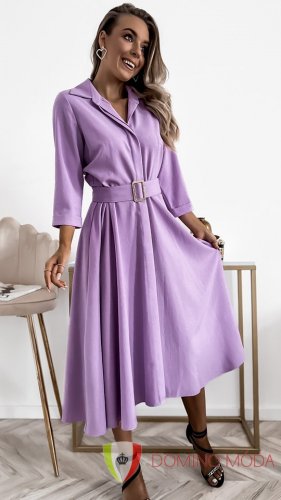 Long women's dress with belt - choice of colorsLong women's dress with belt - choice of colors - Barva: Royal blue, Velikost: 36
