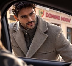 Elegant men's coat with classic lapels