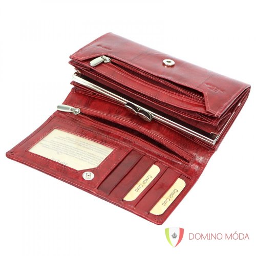 Large women's leather wallet - 3 colors - Barva: Red