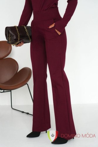 Elegant trousers with elastic waist - Barva: Claret, Velikost: 42