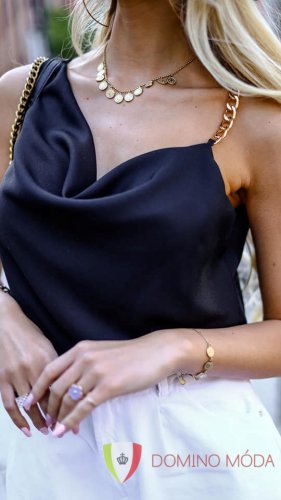 Women's top with jewelry - colors - Barva: Black, Velikost: 36