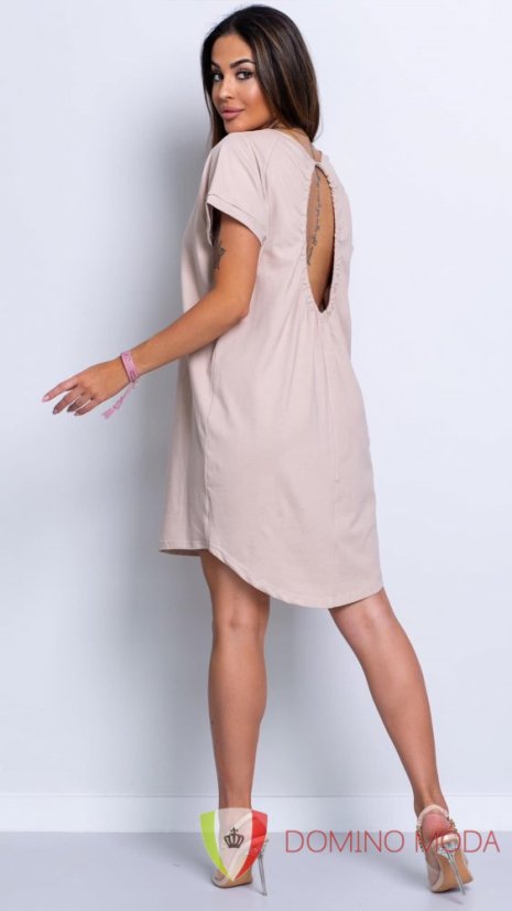 Backless cotton dress/tunic - 2 colors - Barva: Beige