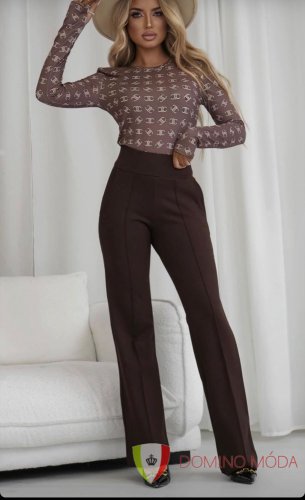 Elegant trousers with elastic waist - Barva: Claret, Velikost: 42