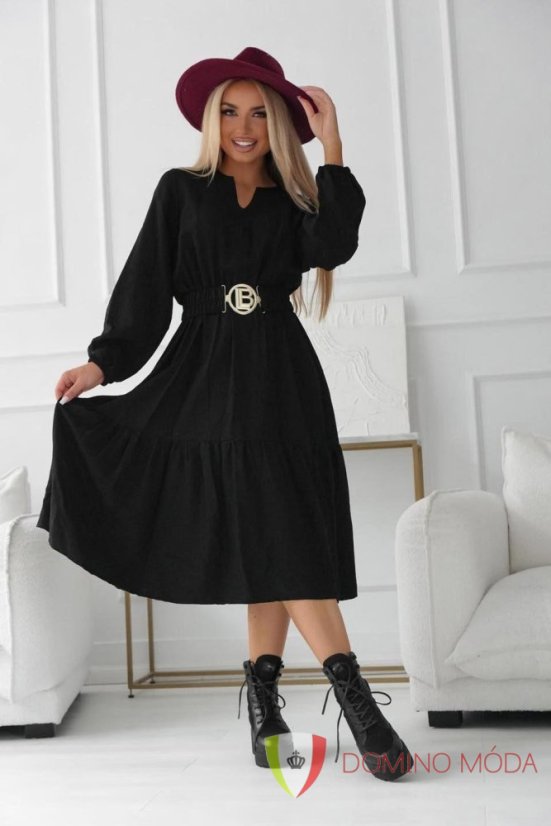 Elegant midi dress - color selection - Barva: Black, Velikost: 42