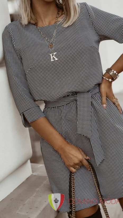 Women's mini dress with 3/4 sleeves - 3 patterns
