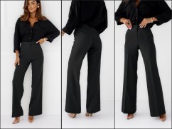 Black wide-leg dress pants