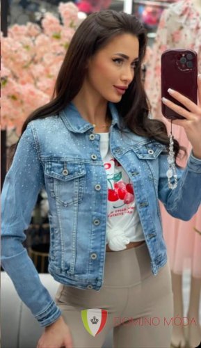 Denim jacket with rhinestones