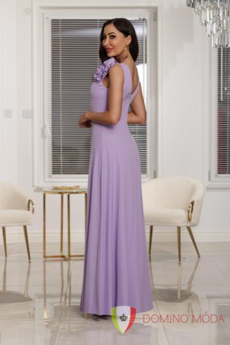 Společenské šaty na jedno rameno s květinovou aplikací ANABEL