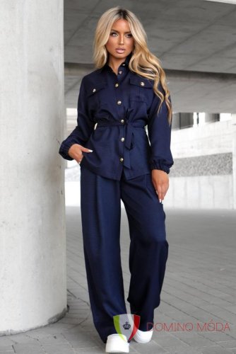 Elegant set – shirt and wide trousers - Barva: Claret, Velikost: 2