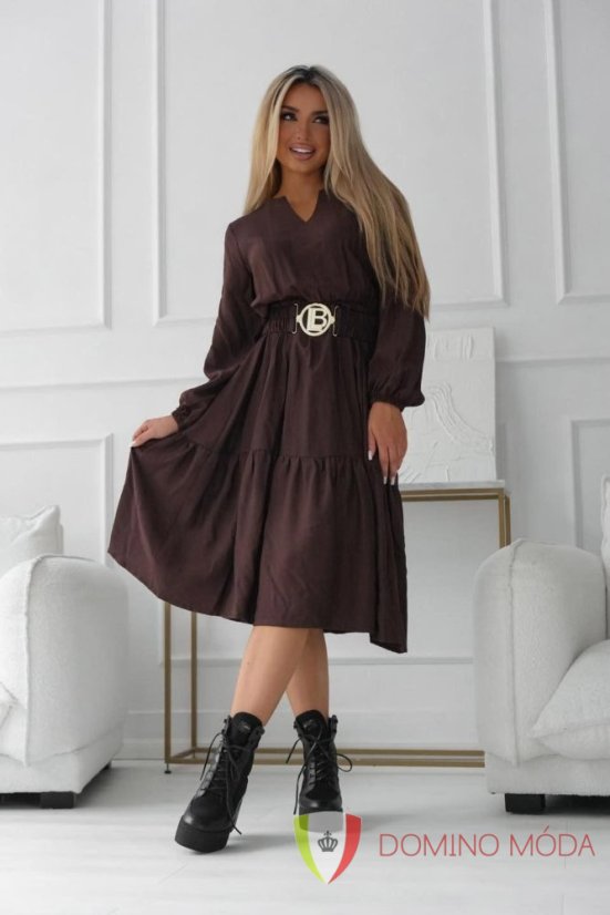 Elegant midi dress - color selection - Barva: Black, Velikost: 42