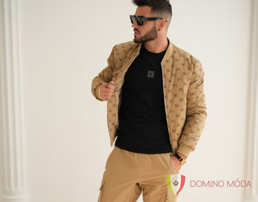 Men's bomber jacket - Barva: Light brown, Velikost: L