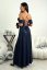 Elegant long dress with exposed shoulders and slit SILLA - Barva: Dark blue, Velikost: 40