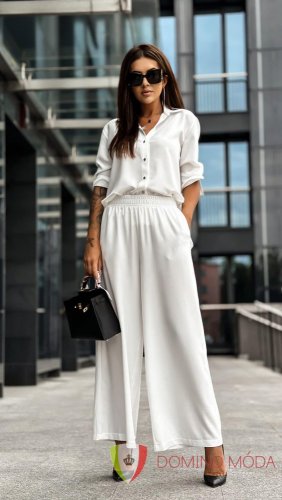 Dámske široké nohavice - výber farieb - Barva: Biela, Velikost: UNI
