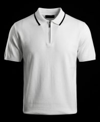 Pánske polo tričko so zipsom White Contrast