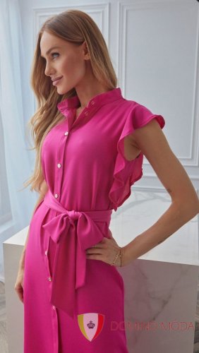 Letní košilové šaty - výběr barev - Barva: Černá/růžová, Velikost: S