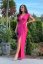 DIANA formal dress with silver applique - Barva: Neon pink, Velikost: 40