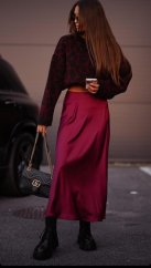 Long women's satin skirt