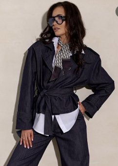 Krátký denimový trenchcoat