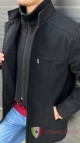 Zimný pánsky elegantný kabát - farby - Barva: Čierna, Velikost: 3XL