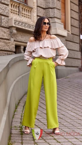Loose trousers with jewelery - choice of colors - Barva: Neon green, Velikost: 34