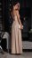 Long party dress with glitter and lace up - 2 colors - Barva: Beige, Velikost: 34