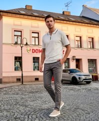 Pánske polo tričko so zipsom White Contrast
