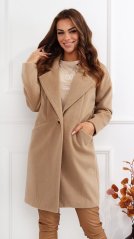 Women's oversize coat with fashionable ribbing