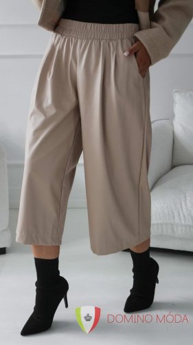 Koženkové kalhoty dámské - Barva: Camel, Velikost: 2