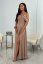 Elegant long dress with exposed shoulders and slit SILLA