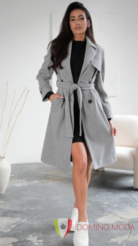 Elegant women's spring trenchcoat with a stripe - 2 colors - Barva: Light brown, Velikost: 40