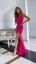 One shoulder long party dress - choice of colors - Barva: Raspberry, Velikost: 36