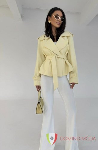 Žltý krátky trench kabátik