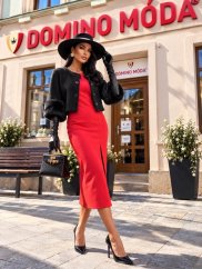 Elegant women's sweater with fur sleeves