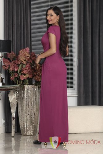 DIANA formal dress with silver applique - Barva: Neon pink, Velikost: 40
