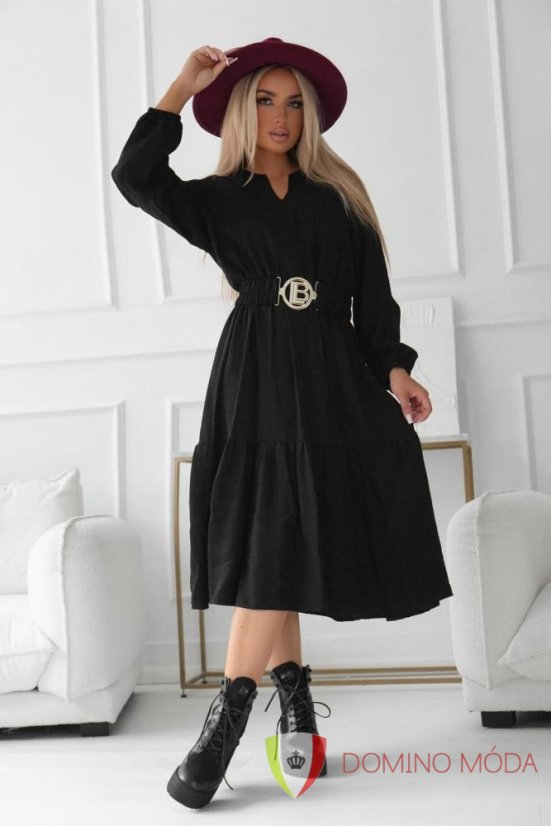 Elegant midi dress - color selection - Barva: Black, Velikost: 42