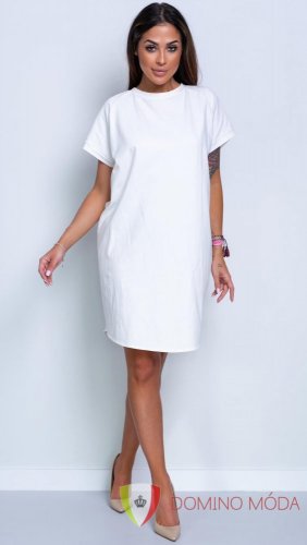 Bavlnené šaty/tunika s odhaleným chrbtom - 2 farby - Barva: Biela
